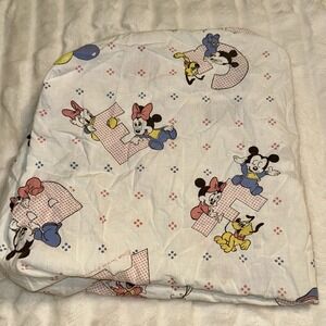 Vintage Disney Baby Mickey Fitted‎ Crib Sheet Mickey Minnie Donald ABC 1984